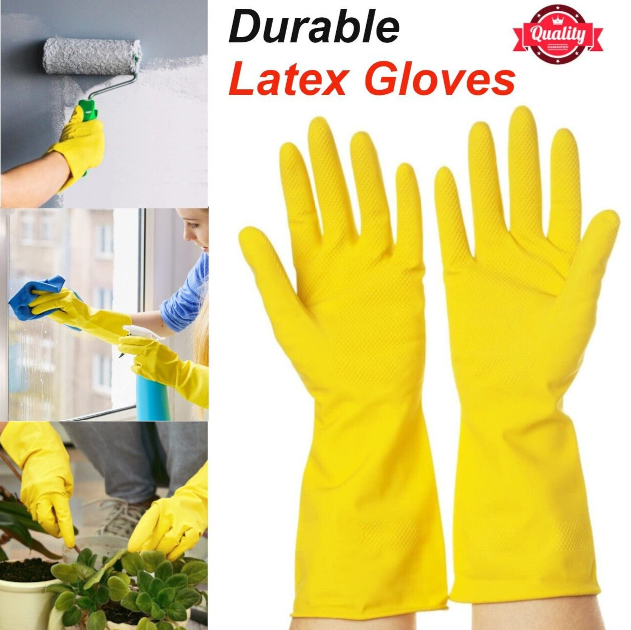 Sizes S M L XL Reusable Yellow Hand Gloves Dish Washing Cleaning Latex Gloves