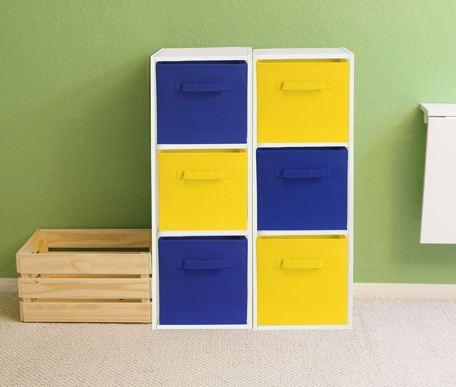 Space-Saving 6-Pack Yellow Foldable Cube Bins - Lightweight and Sturdy Design