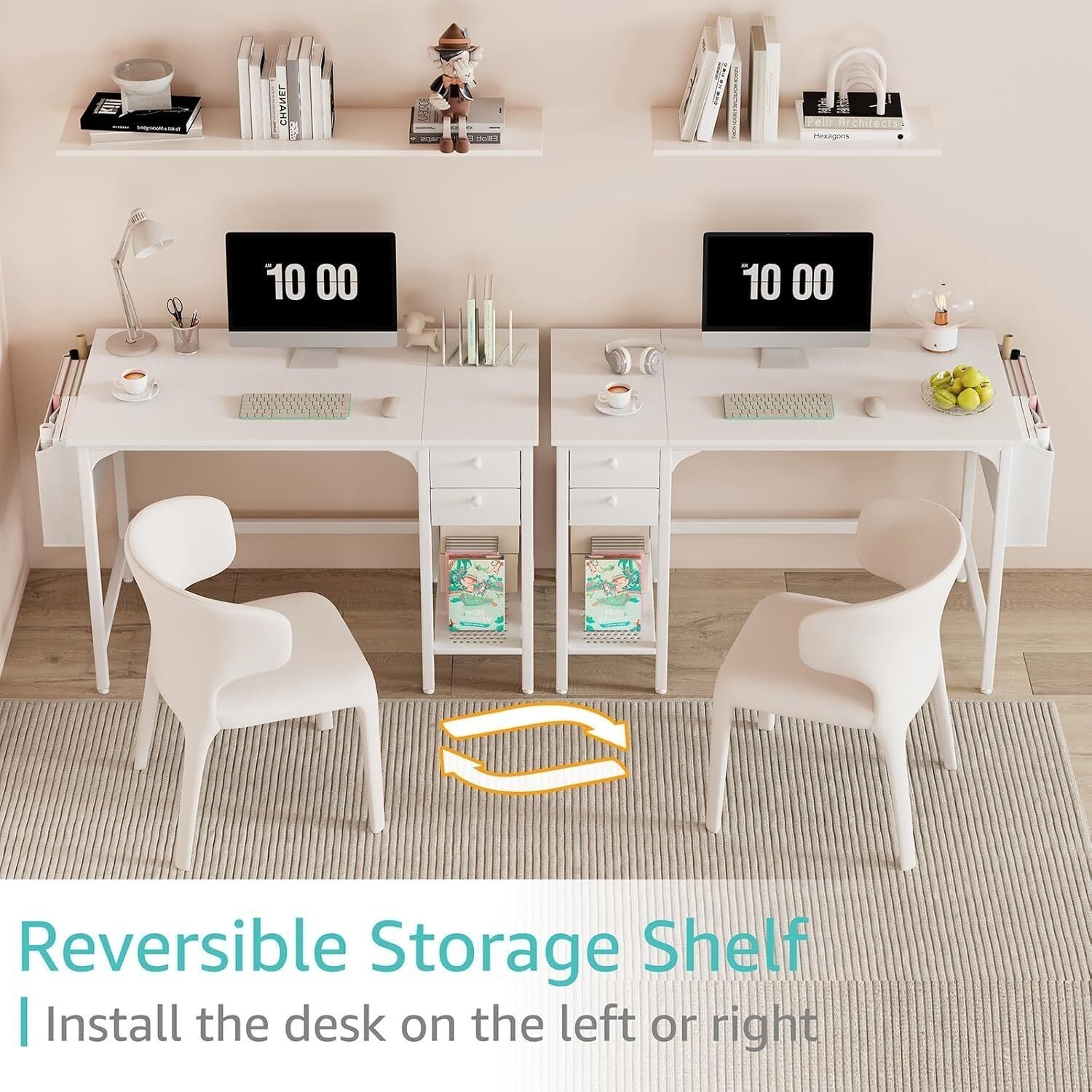 Computer Desk with Drawers Storage Shelves 40" Home Office Work Writing Desk US
