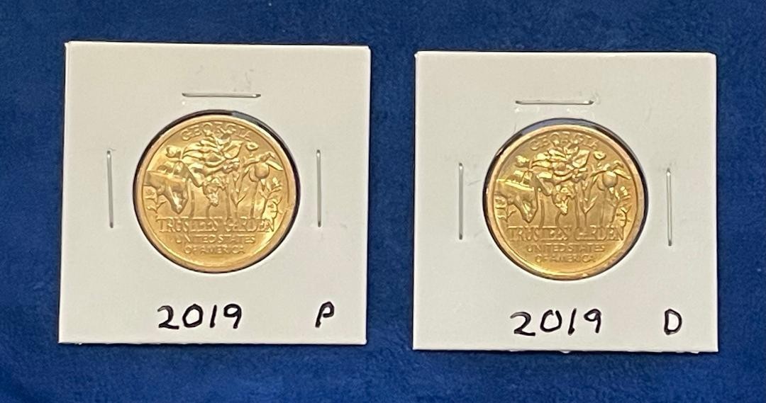 2019 $1 Dollar American Innovation Georgia Trustees Garden 2 Coin Set