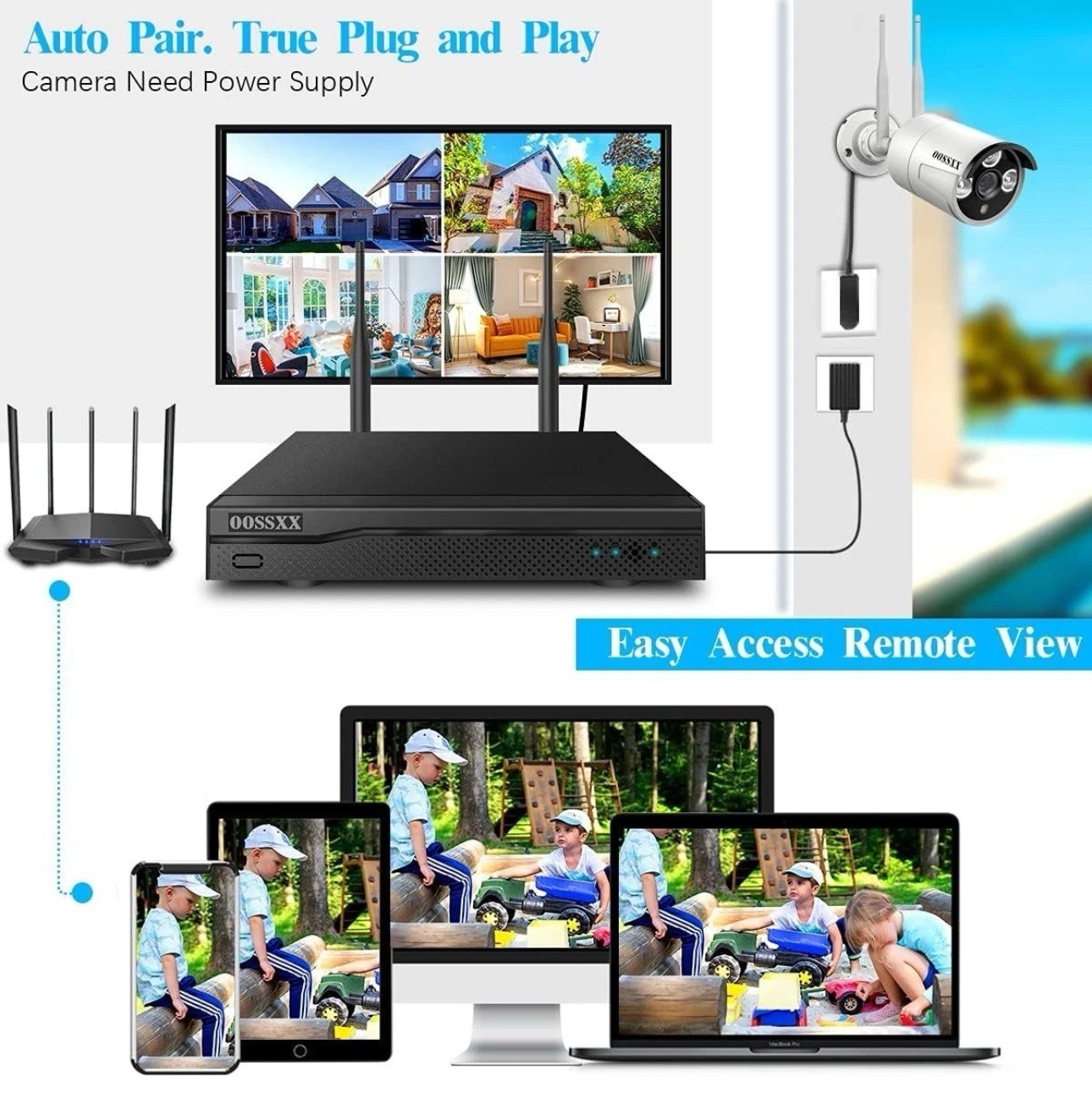 OOSSXX Extend 3.0LP Wireless Surveillance Security Camera w/Audio, Waterproof