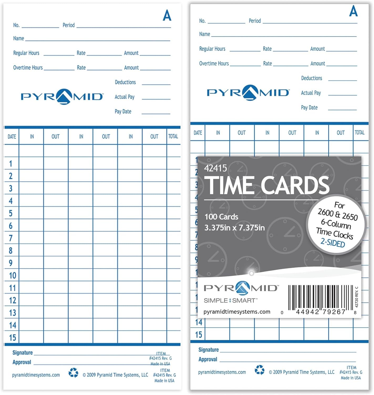 Time Punch Clock Record Cards