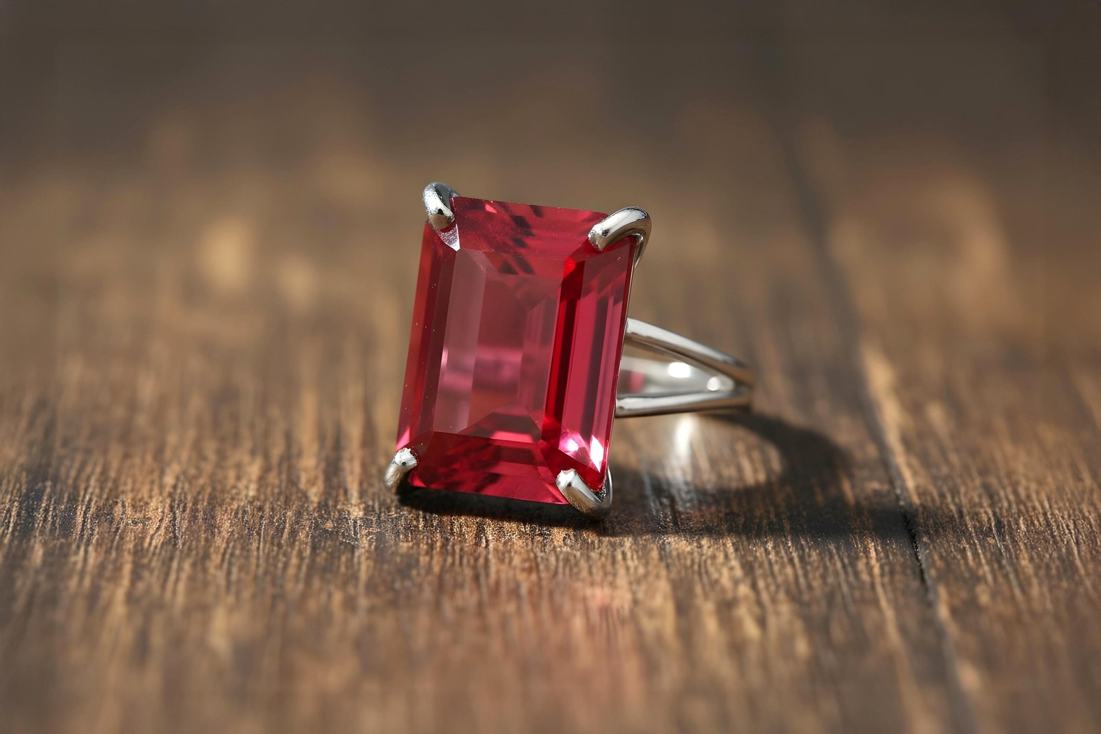 Pink Tourmaline Ring Anemone Handmade Gold Vermeil Emerald Cut Jewelry