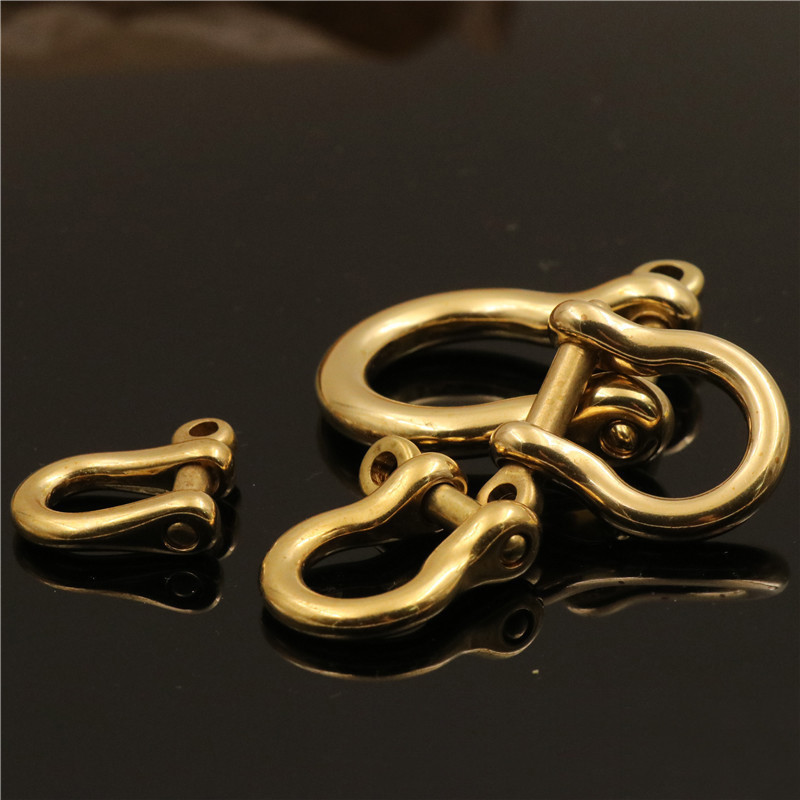 5/50pcs solid brass bow shackle D-ring keychain hook clasp connection leather