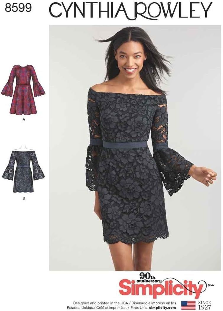 Simplicity Sewing Pattern 8599 Dress Flared Sleeve Cynthia Rowley Sizes 12-20