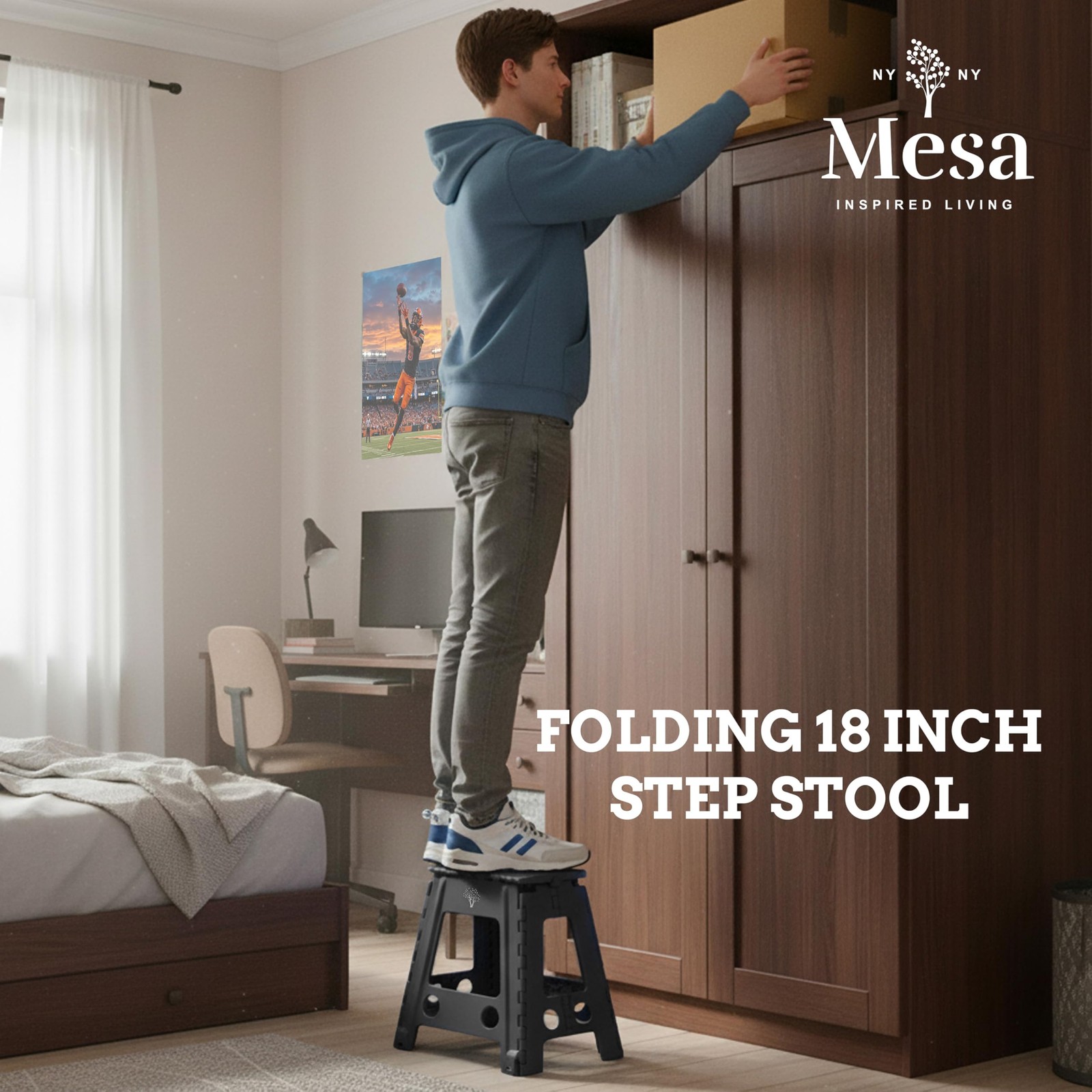 18" Step Stool, Folding Step Stools for Adults, Plastic Foldable Step Stools ...
