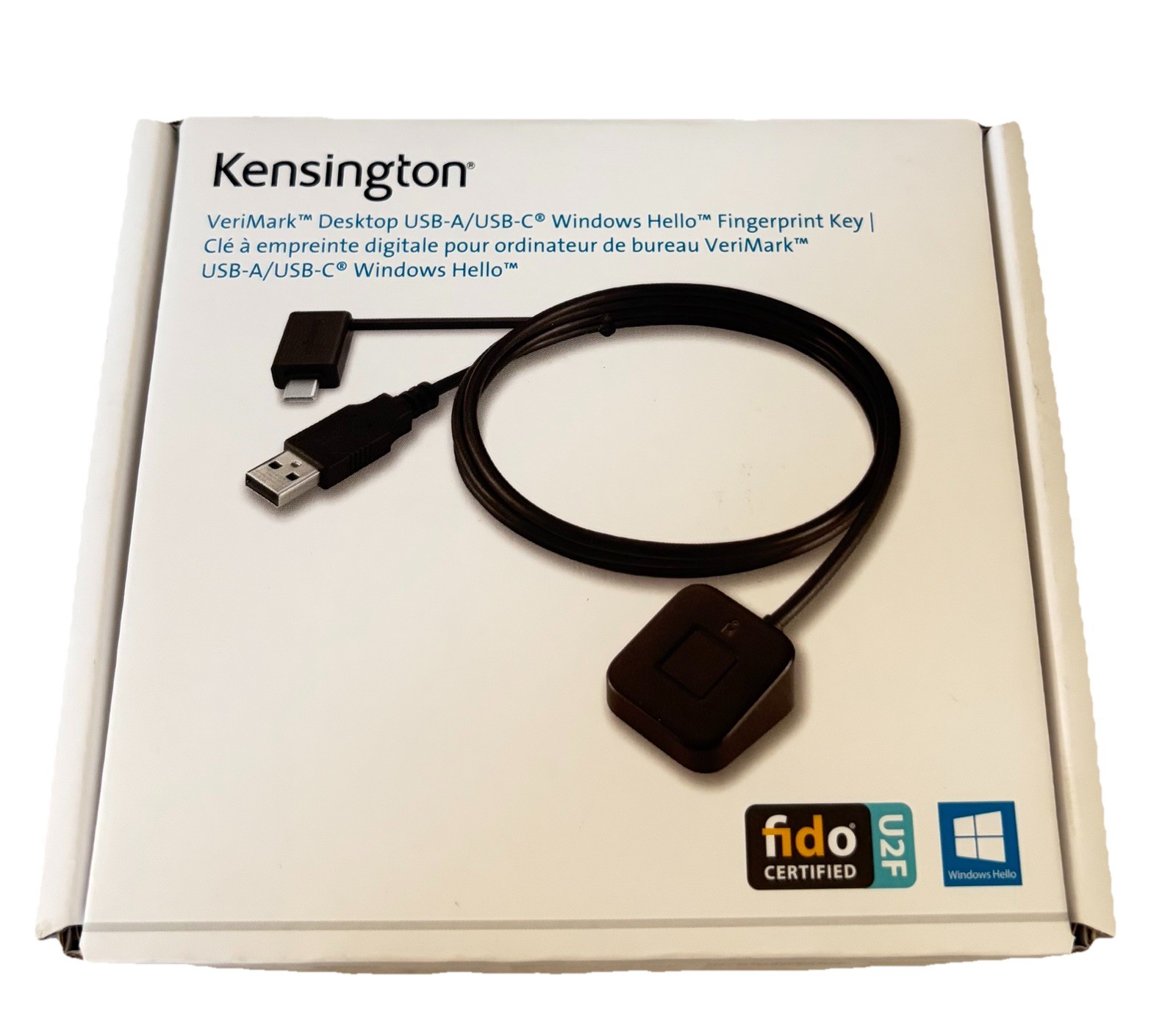 Kensington VeriMark Desktop Fingerprint Key USB-A USB-C Windows Hello K62330WWA