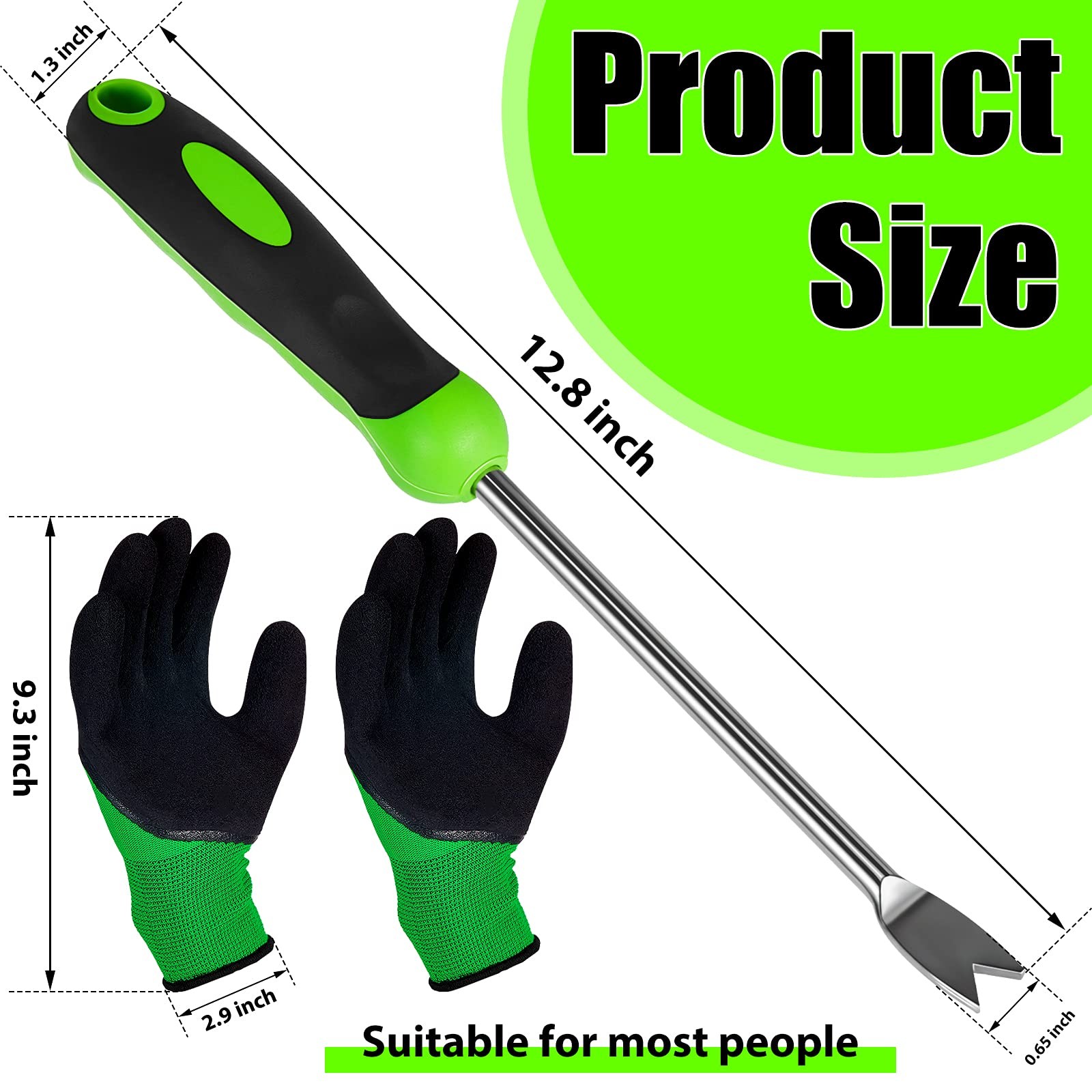 12.8'' Dandelion Weed Puller Tool with Soft Handle Polished Stainless Steel...