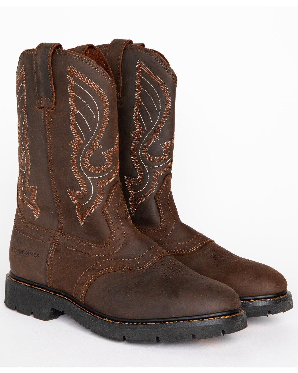 Men's Cody James Mustang Western Pull-On Waterproof Work Boots Soft Toe