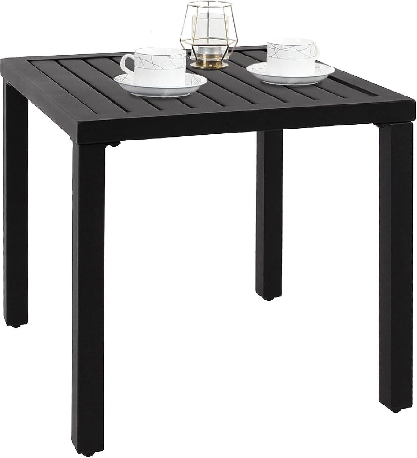 Indoor Outdoor Small Metal Square Side/End Table, Patio Coffee Bistro Table