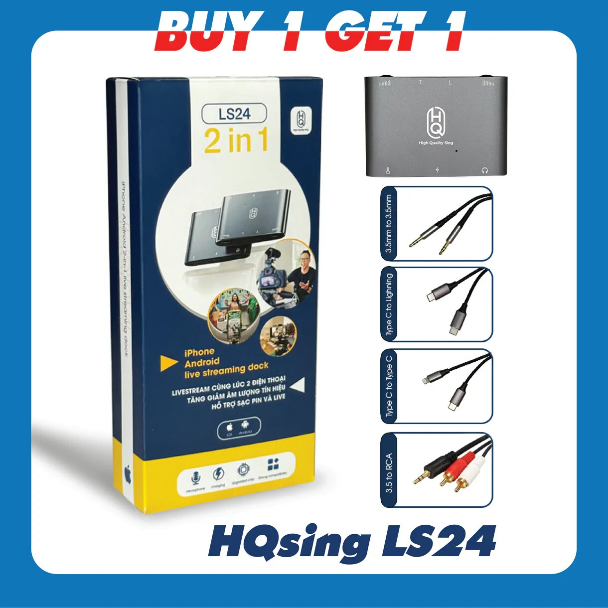 LS24 Livestream Dock – Mic Input, Stereo Audio, Karaoke Recording via Smartphone