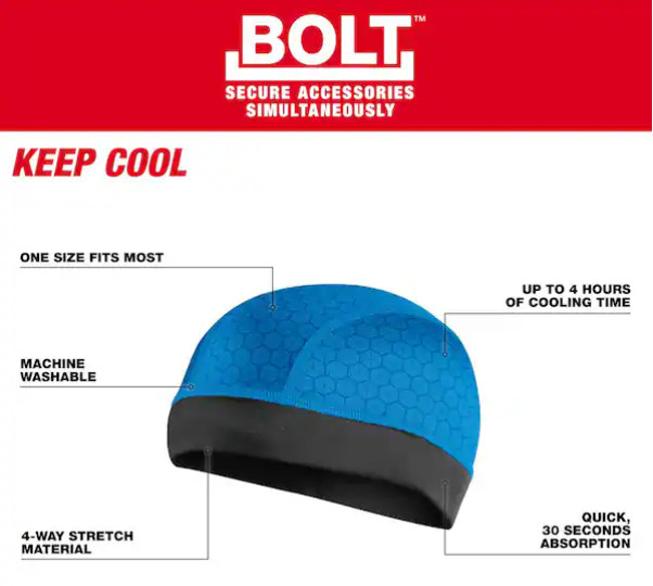 1 Brand New Milwaukee Bolt  48-73-4545 Cooling Skull Cap, Polyester, Black/Blue