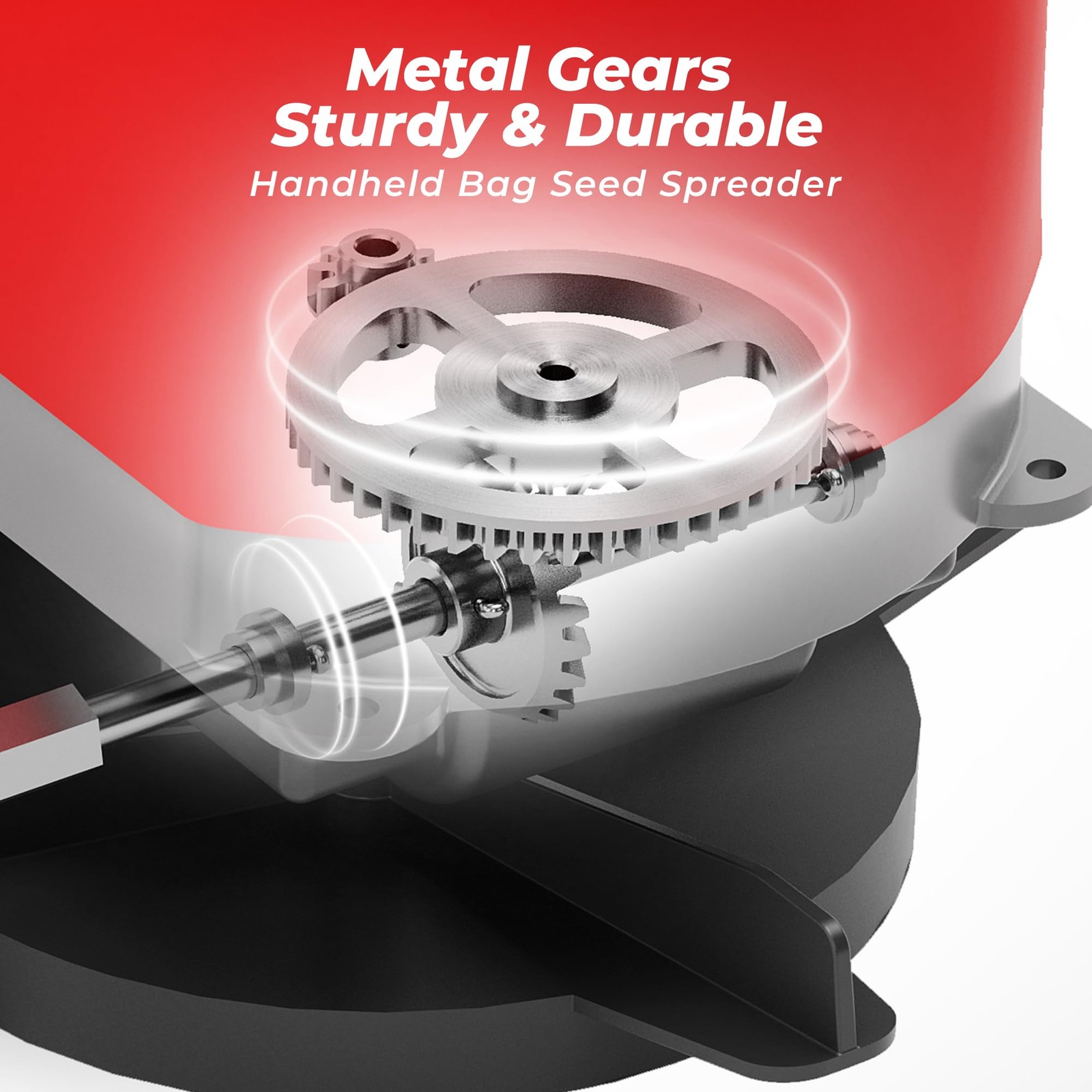 Handheld Seed Spreader with 25lb Bag, Frame Support, Flow Control, Enclosed G...