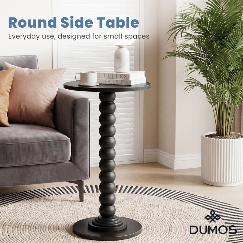 Round Side Table - Solid Wood Leg Small Drink Table for Living Room Bedroom