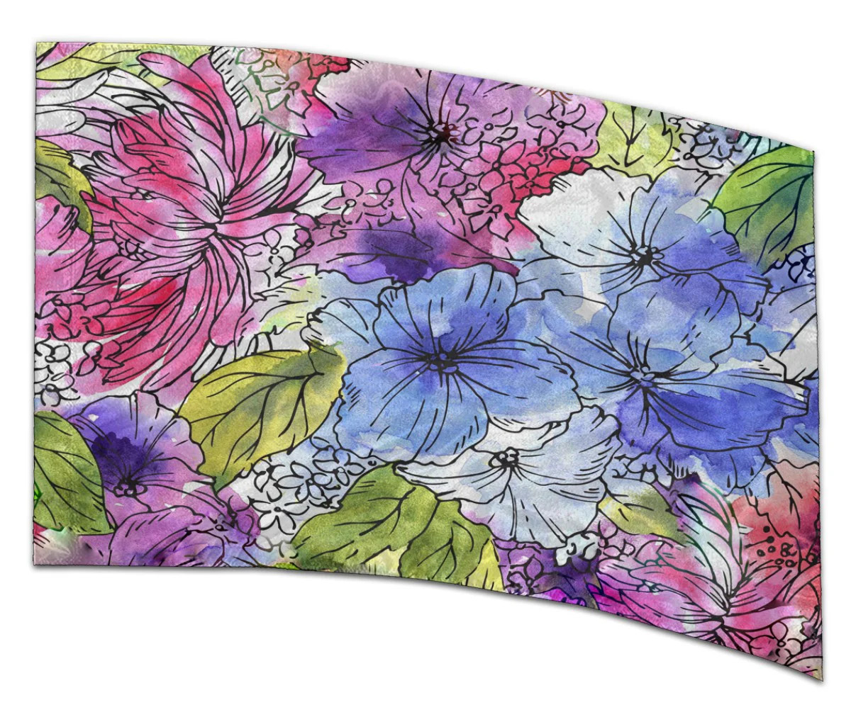 COLOR GUARD FLAGS VIBRANT FLORAL HARMONY SILKS - NEW - 36" x 54" Standard Curved