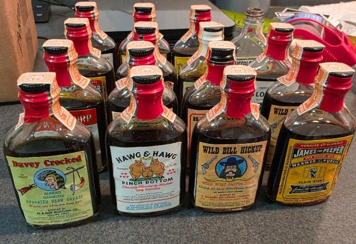 VTG Novelty Mini EMPTY Whisky Bottles Lot of 15 Sealed w Novelty Tax Stamp