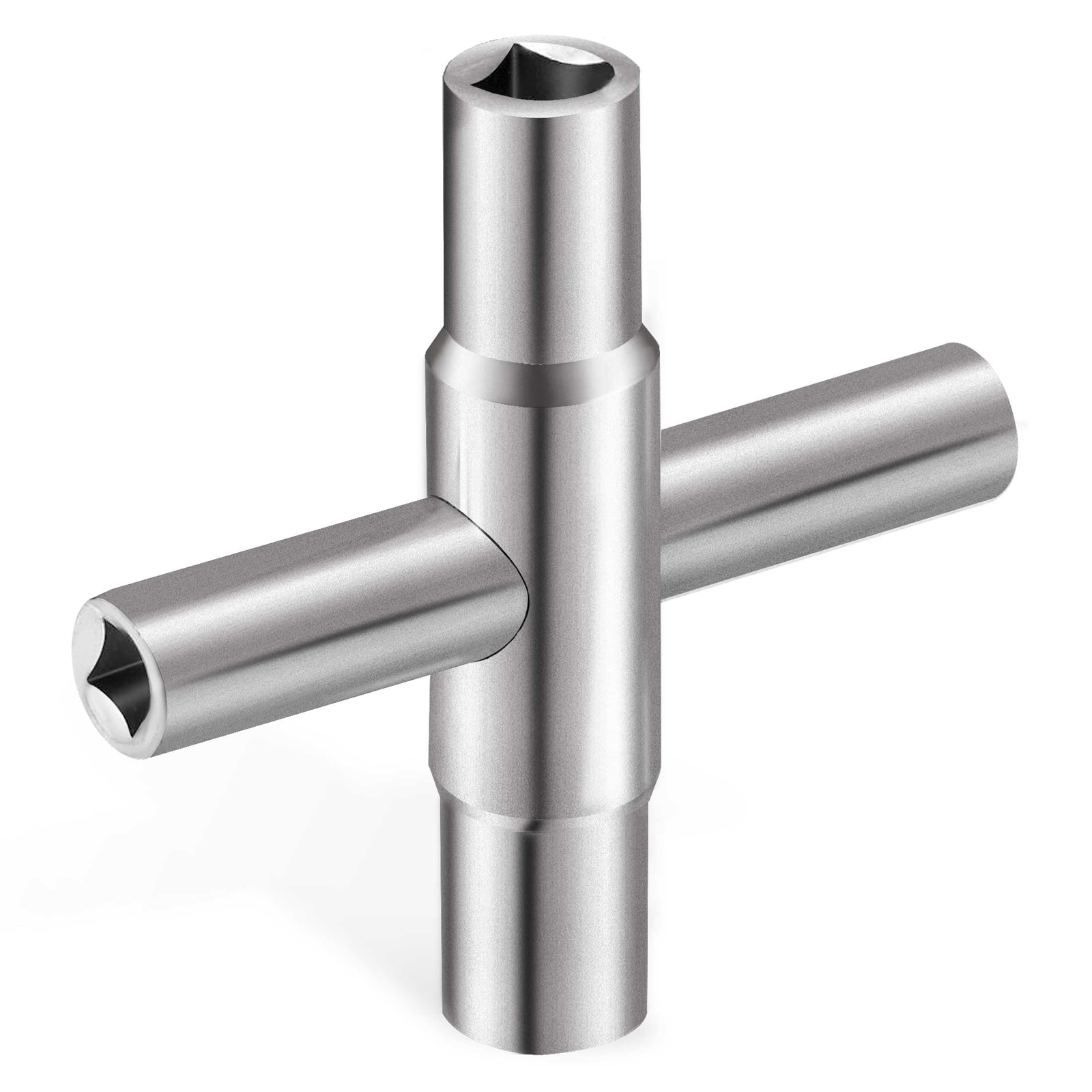4-Way Sillcock Key For Outdoor Water Faucet Valves Residential Commercial Silver
