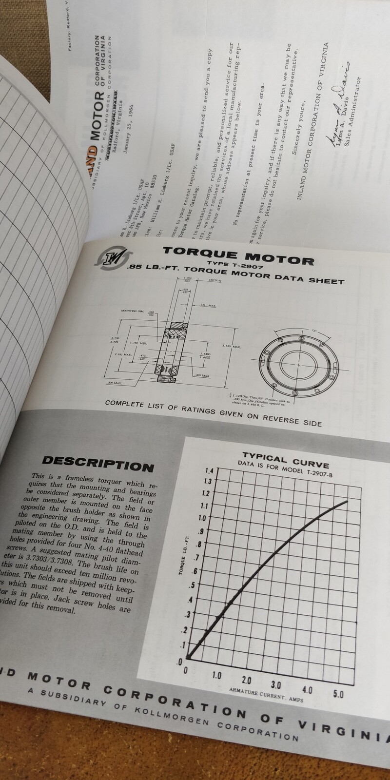 1964 ~ Inland Motor Corp ~ Torque Motors Catalog ~ Technical Data