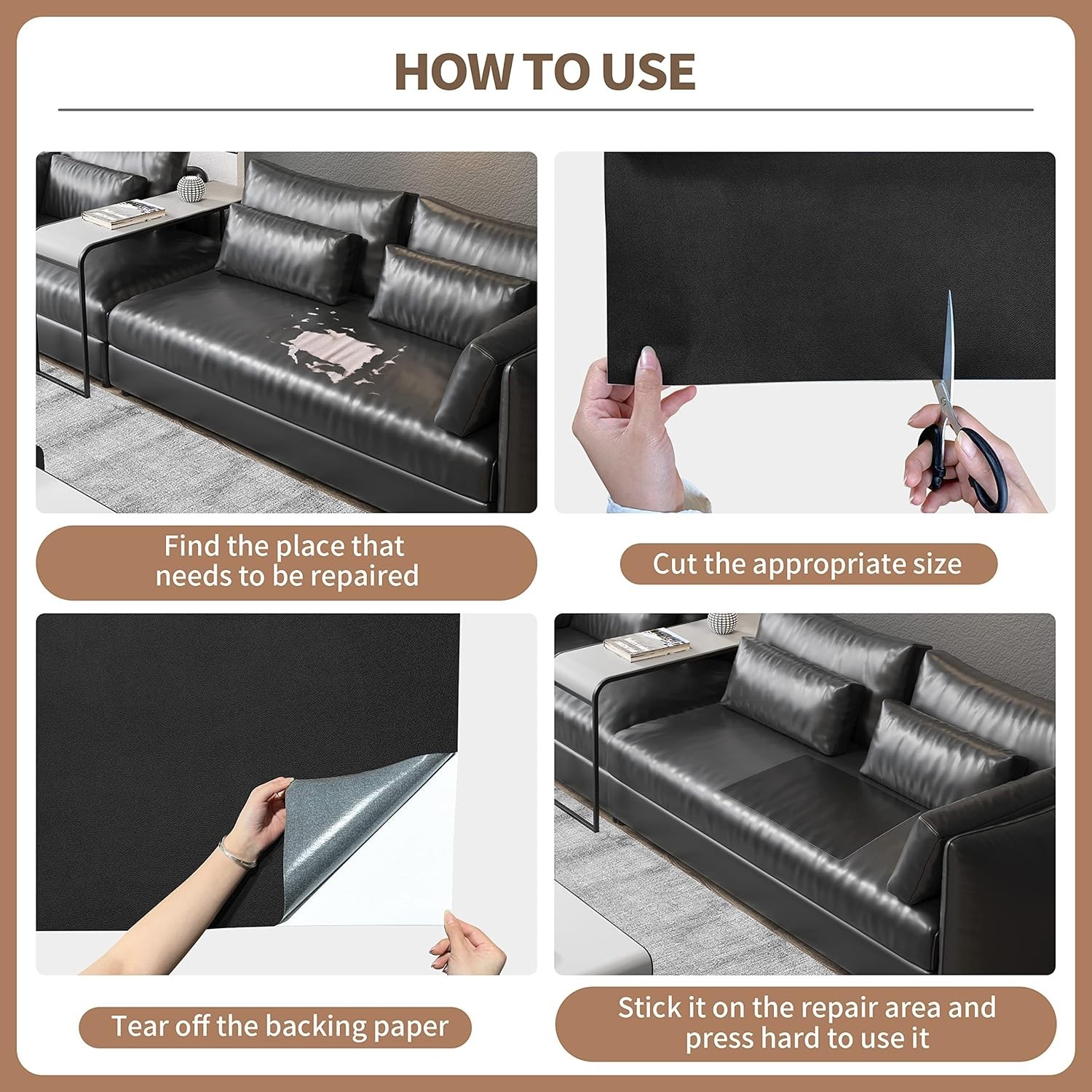 Leather Repair Patch, Self-Adhesive, Sofa/Couch Scratch Fix