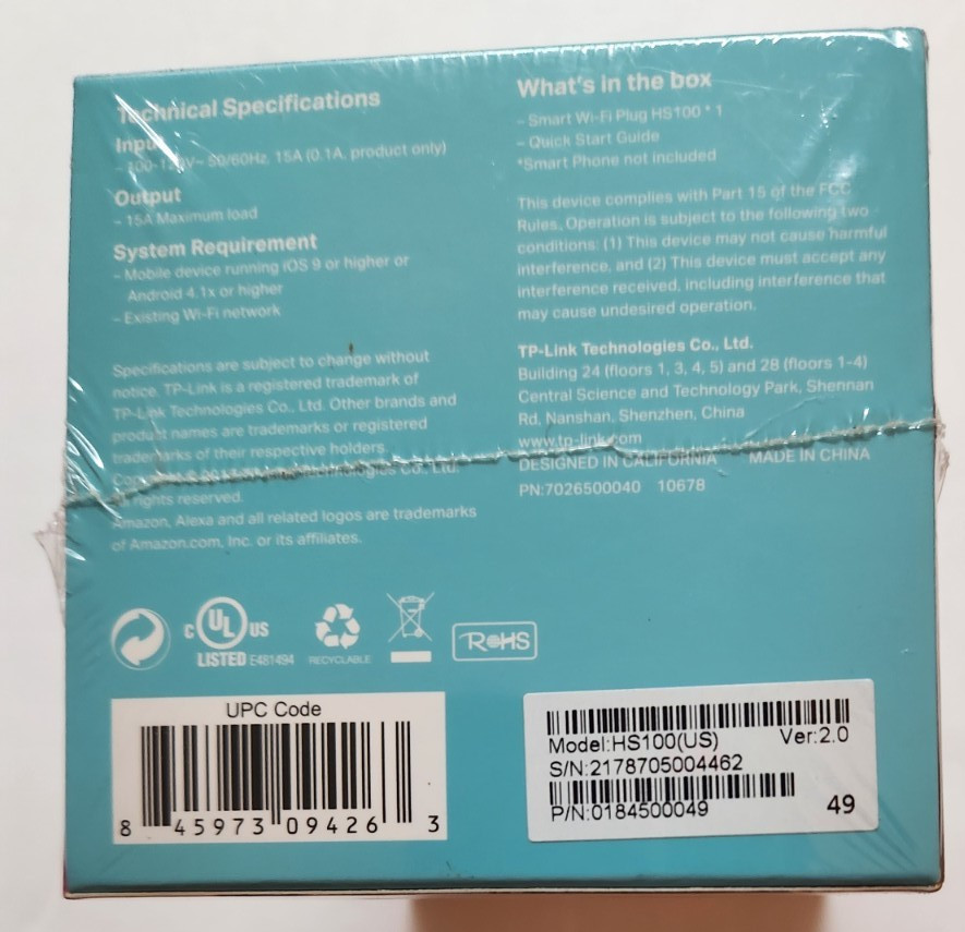 Tp-link HS100 Smart Plug