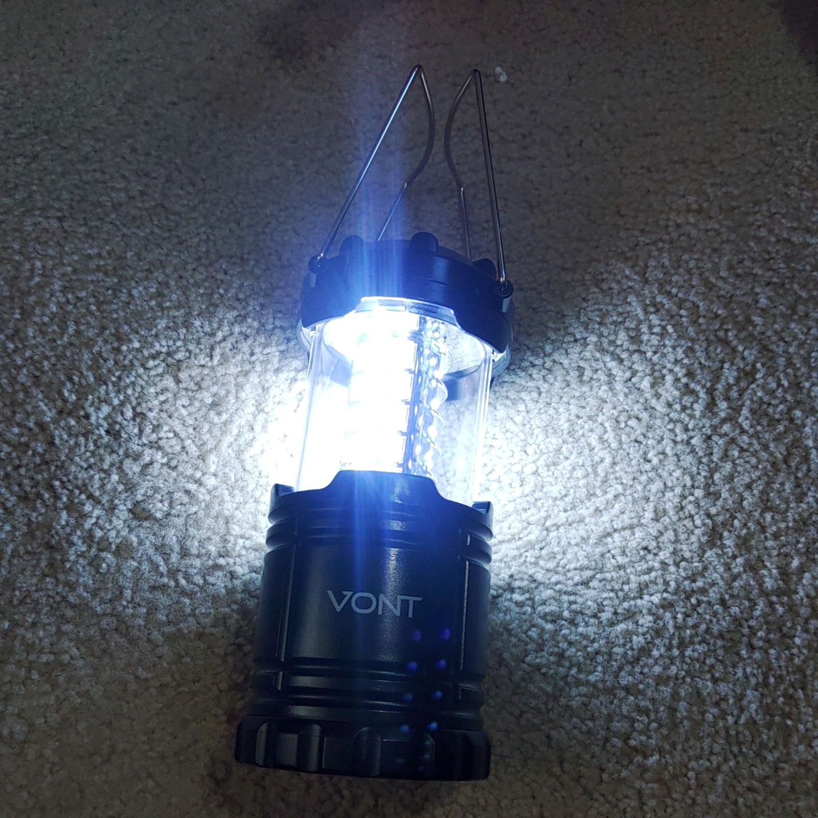 VONT LED-Collapsible Camping Lantern W/ Handle & Bright 30 LEDs Lights. Black.