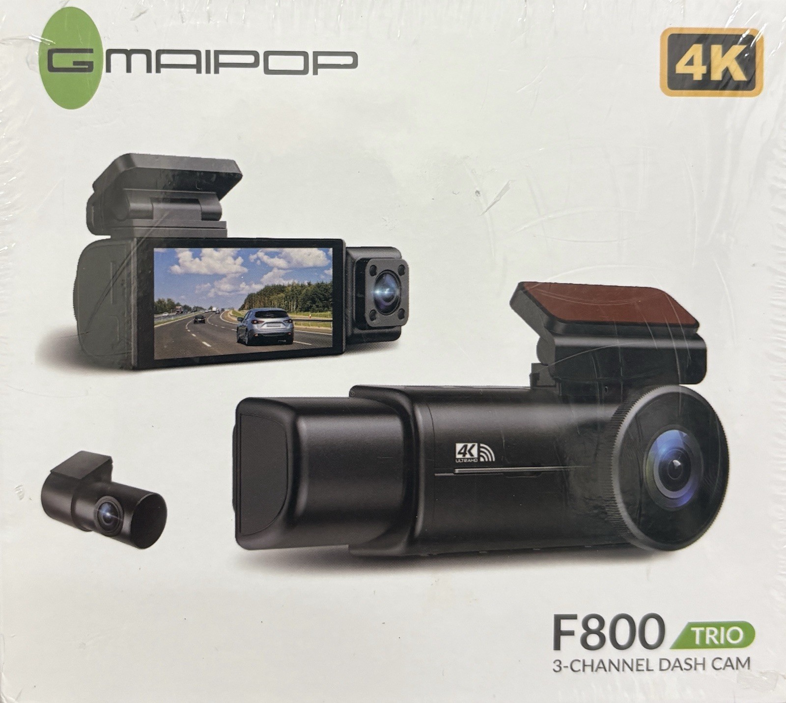 Gmaipop 3 Channel Dash Cam Front Rear Inside WiFi Car Camera Night Vision