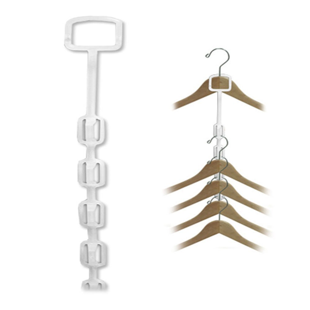 10 PCS 16" Clear Plastic Hanger Connector Hooks Space-Saving Multi Hanger Clips