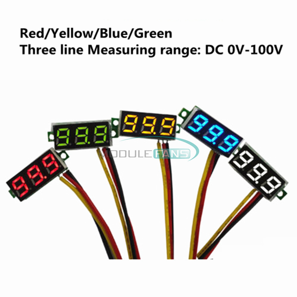 3-Wire 0.28" LED DC 0-100V Voltmeter Digital Display Voltage VOLT METER 12V 24V