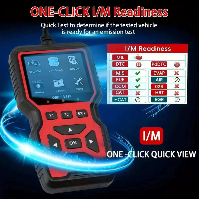 2026 V519 OBD2 Scanner Car Code Reader Check Engine Fault Diagnostic Tool OBDII