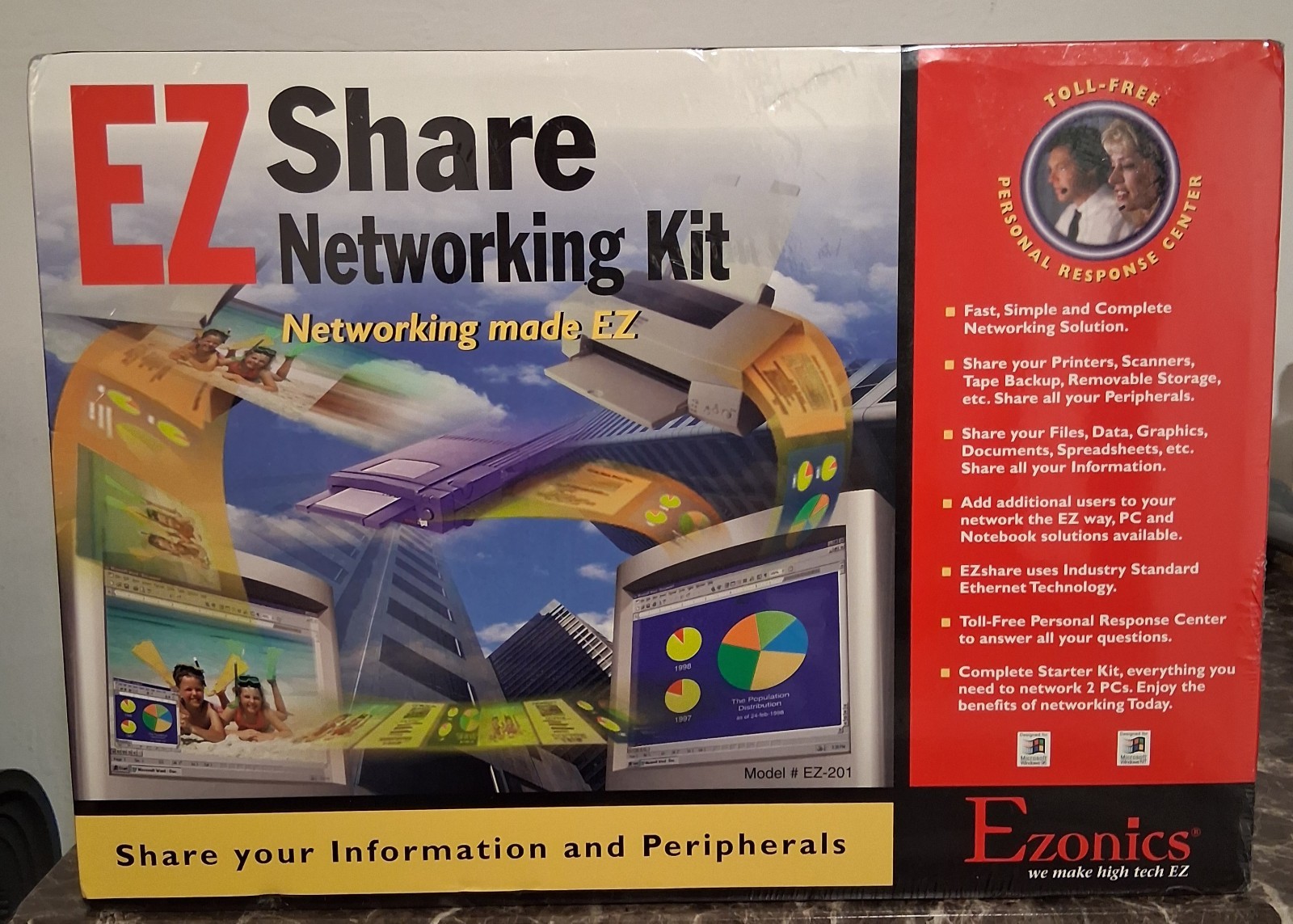 Vintage Ezonics Share Networking Kit EZ-201 New Sealed