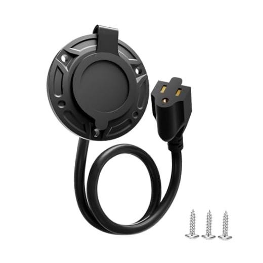 RV Shore Power Inlet Car Charger Plug, 125V 15A AC Port Socket Receptacle