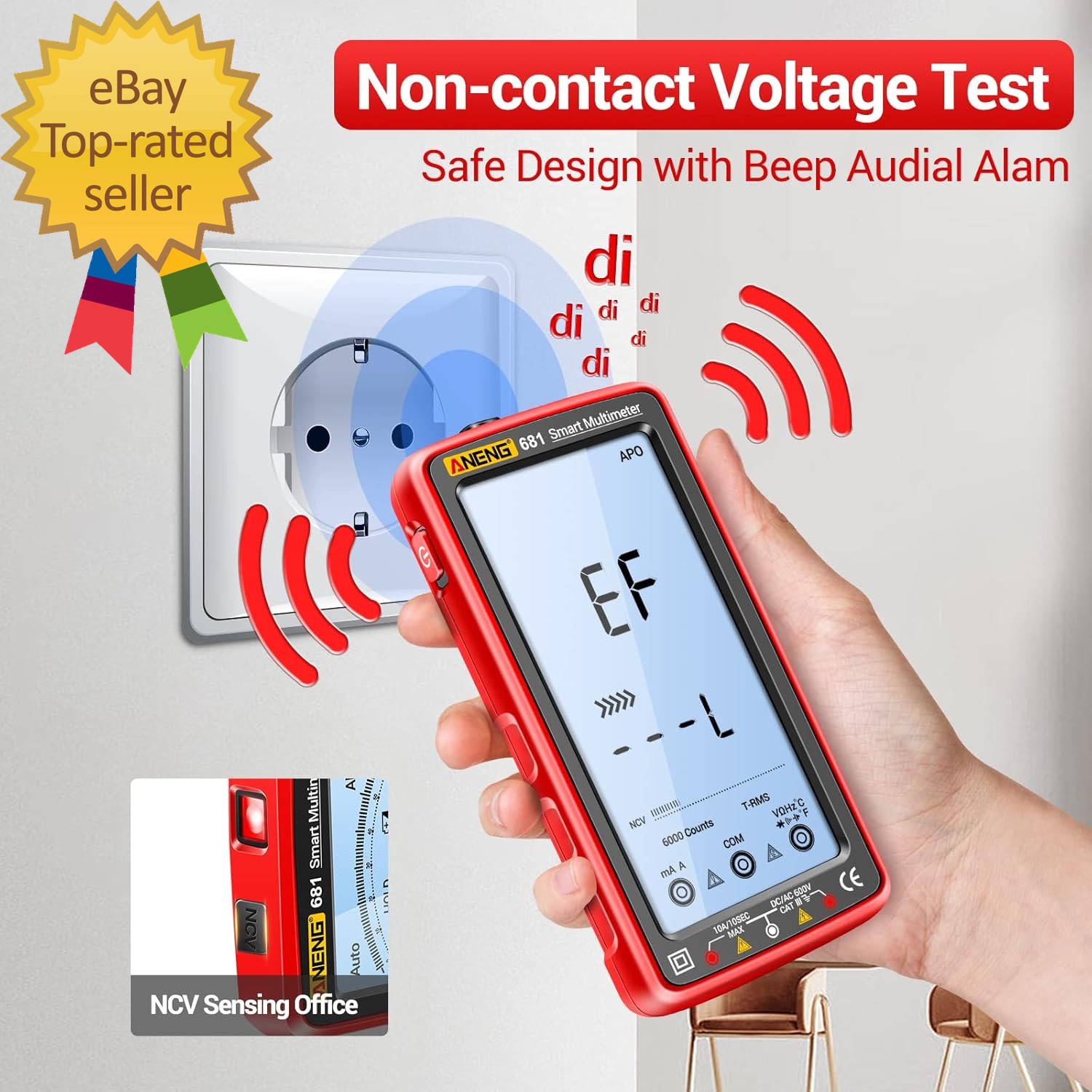 Digital Multimeter Tester Auto-Ranging TRMS 6000 Counts Voltmeter Smart Recharge