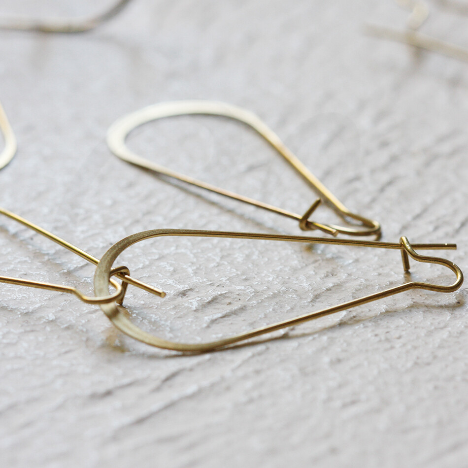 20 Pieces Solid Raw Brass Hammered - Earring Hook 38x17mm (CW-4375C)