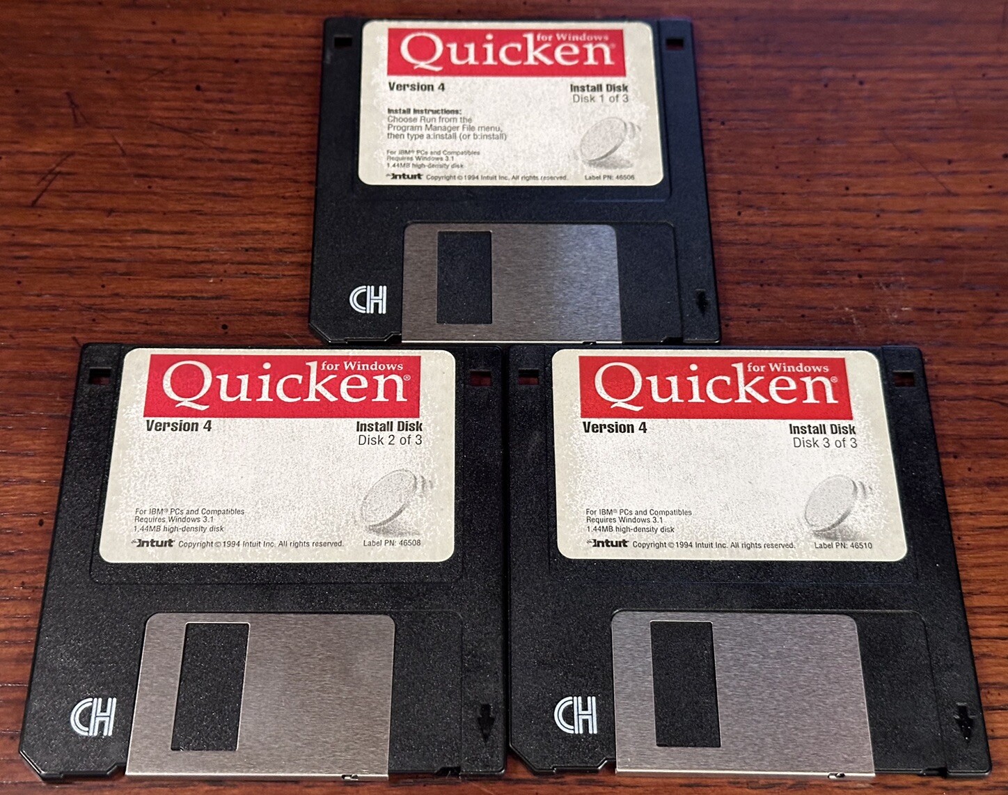 Vintage Quicken Version 4 For Windows 3.1 IBM-PC 3x 3.5” Floppy Disk Set
