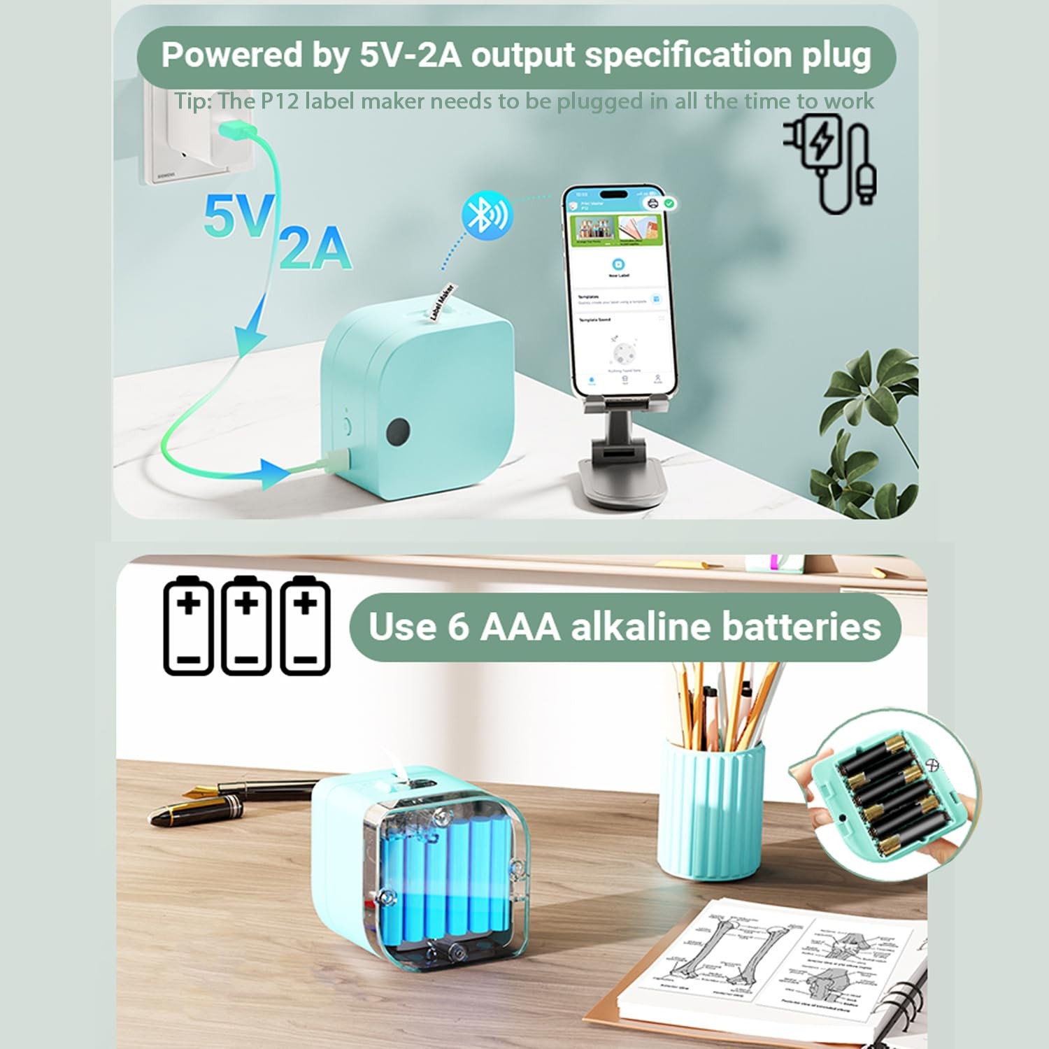 P12 Label Maker Machine with Tape, Bluetooth Small Label Maker with Multiple ...