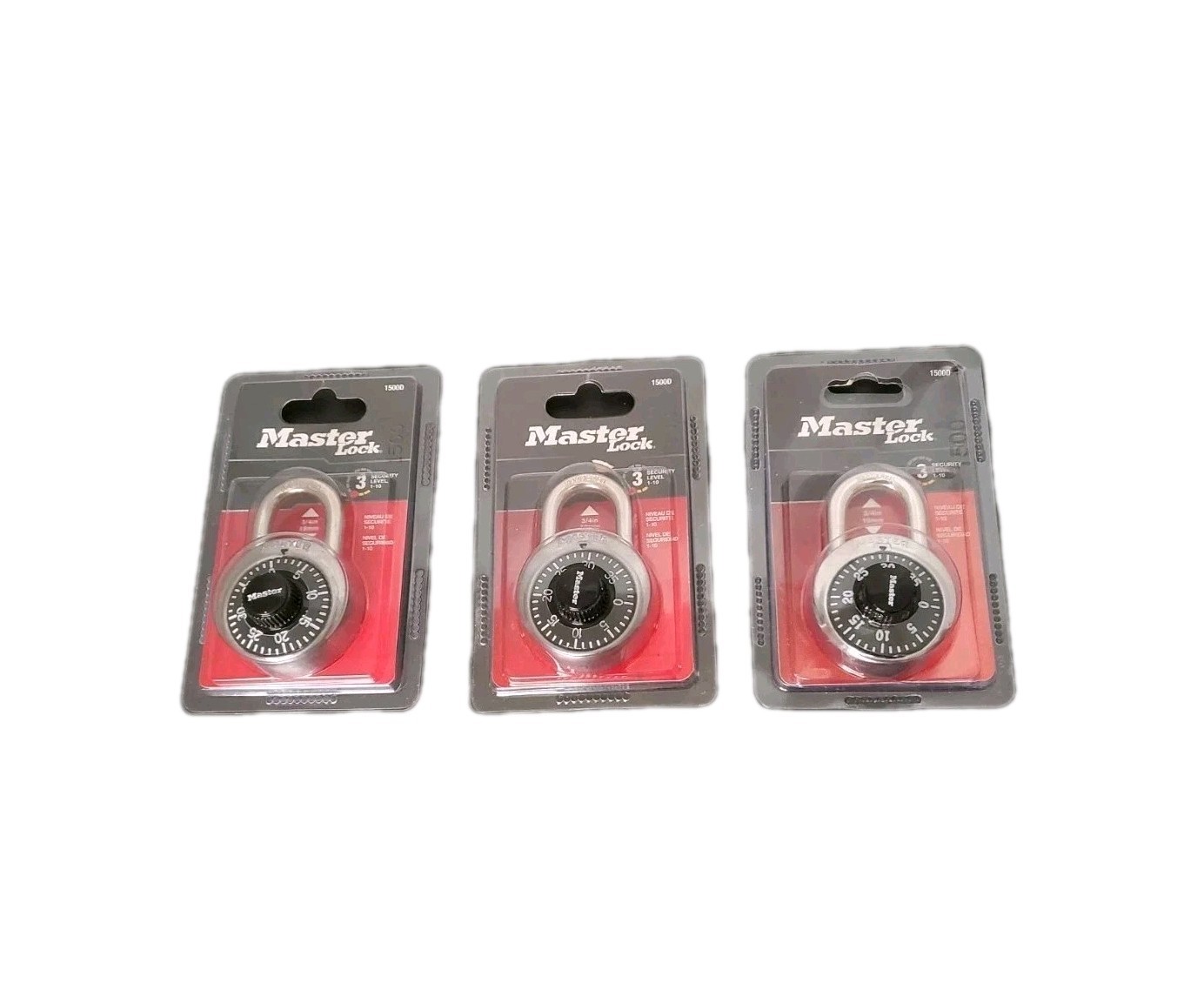 Stainless Steel Padlock Master Locks Combination 1500D 3 Digit 3pk 3/4 19mm NIB