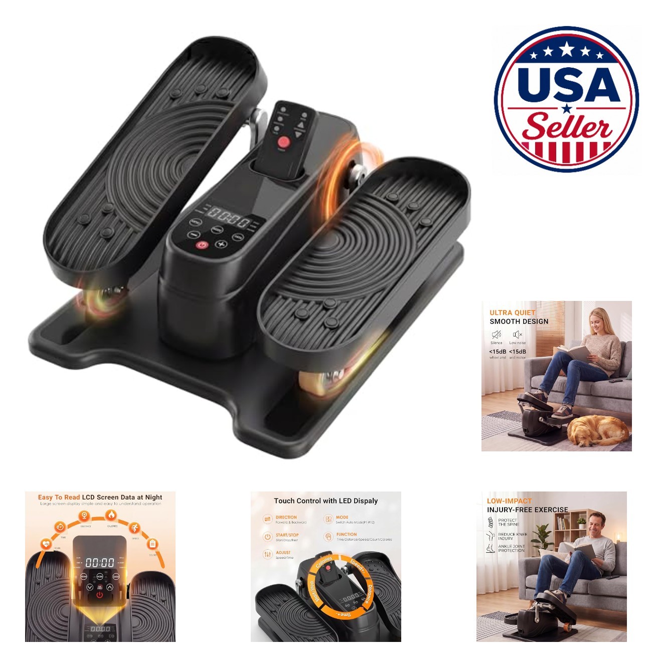 Under Desk Elliptical Machine Electric Leg Exerciser with Remote Control and