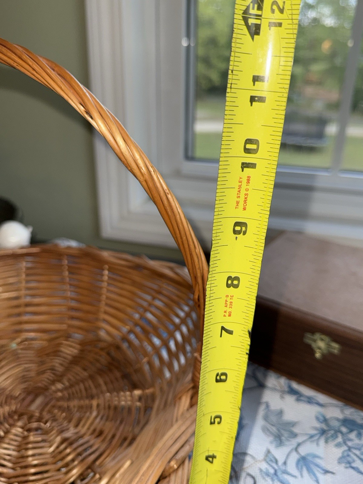 Vintage Large rustic brown wicker gathering basket, country cottagecore