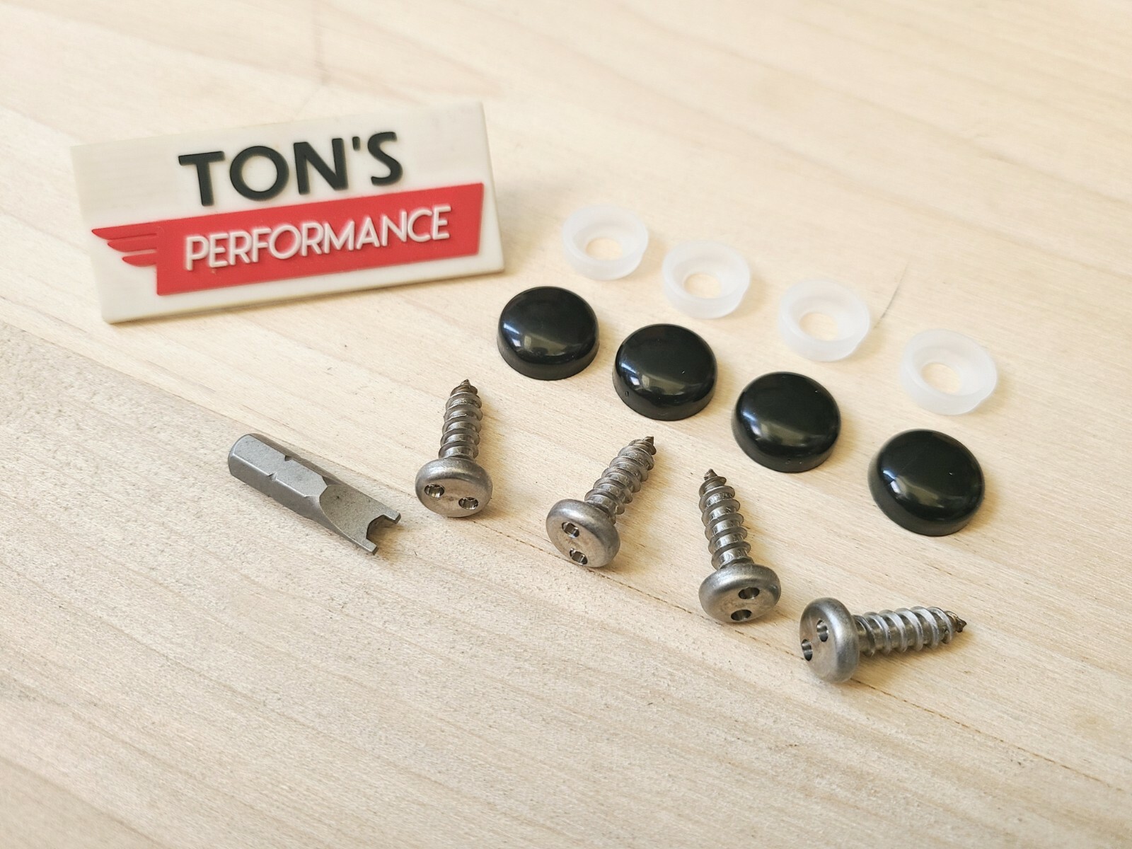 4 Theft Deterrent Auto Security License Plate Screws Stainless Steel Black Caps