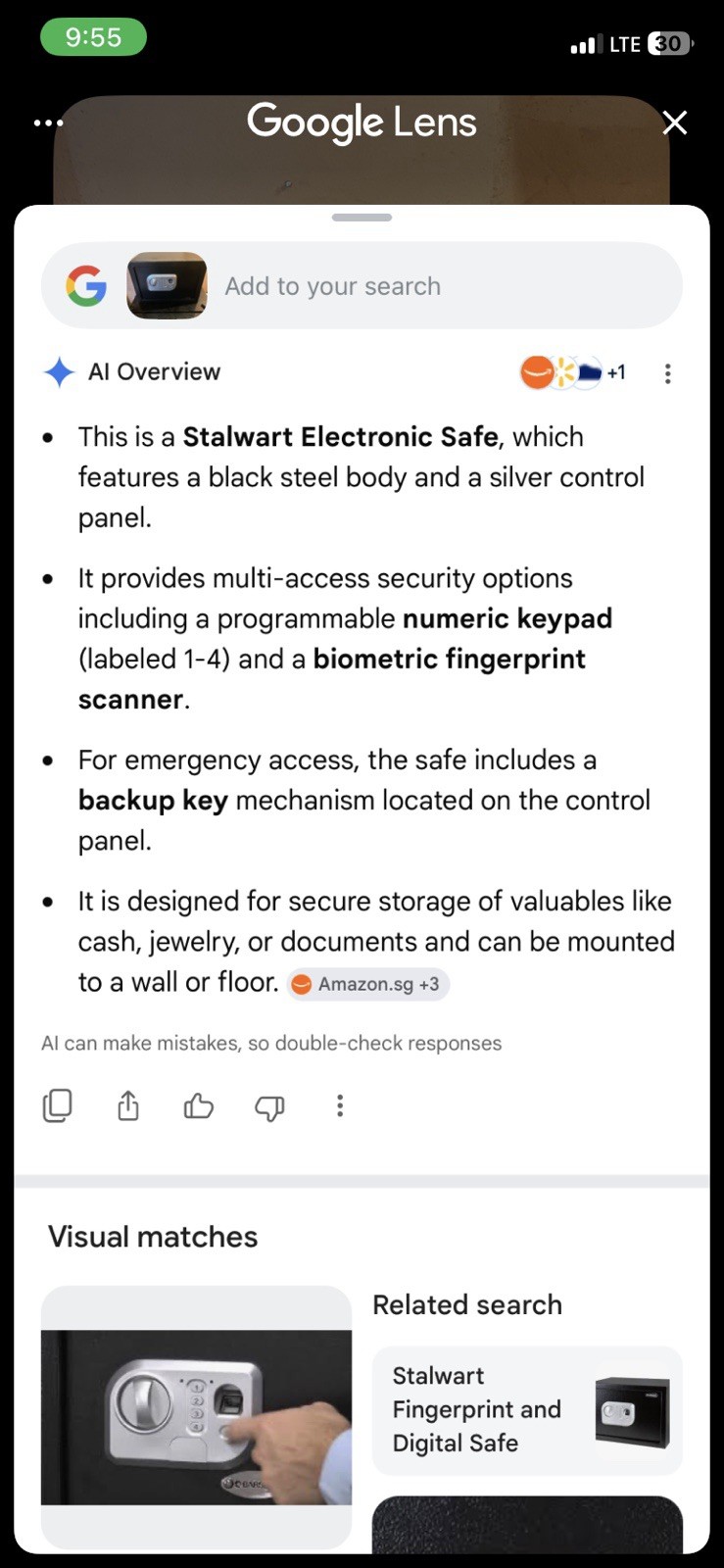 Stalwart Electronic Safe Black Streel