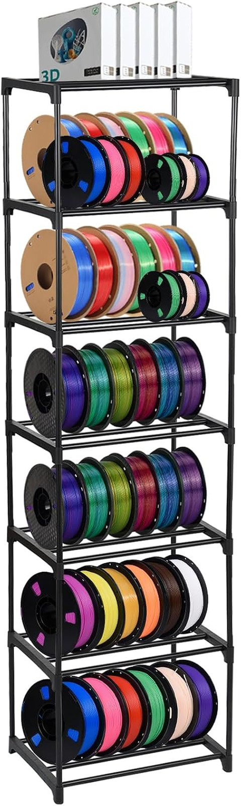 7-Tier Modular 3D Printer Filament Storage Rack 16.5" X 12" X 80.7" Metal Spool