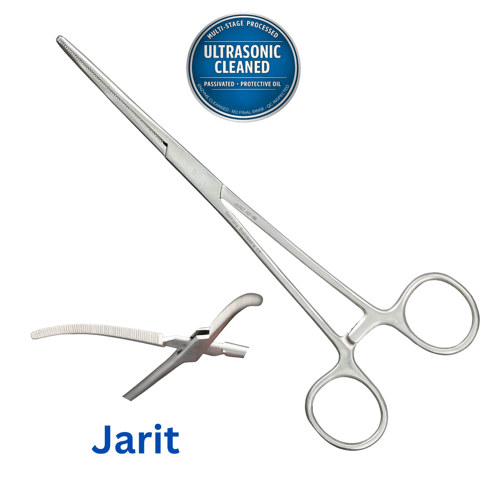 Jarit 107-181 Rochester-Pean Artery Forceps, Curved, Serrated, 184mm (7.25")