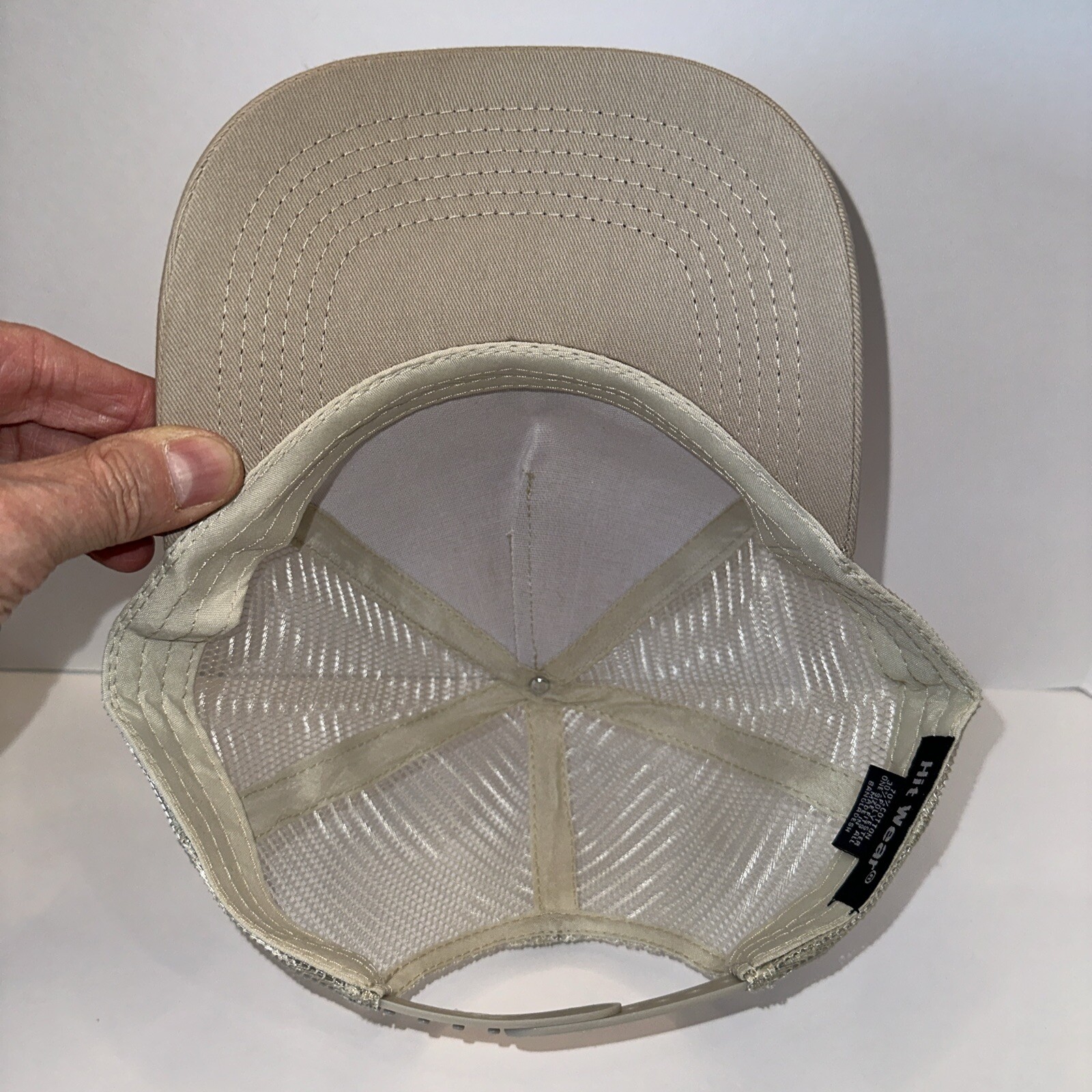 South Bend Ethanol Trucker Hat Cap Tan Fabric Cream Mesh Stamped Logo Snapback