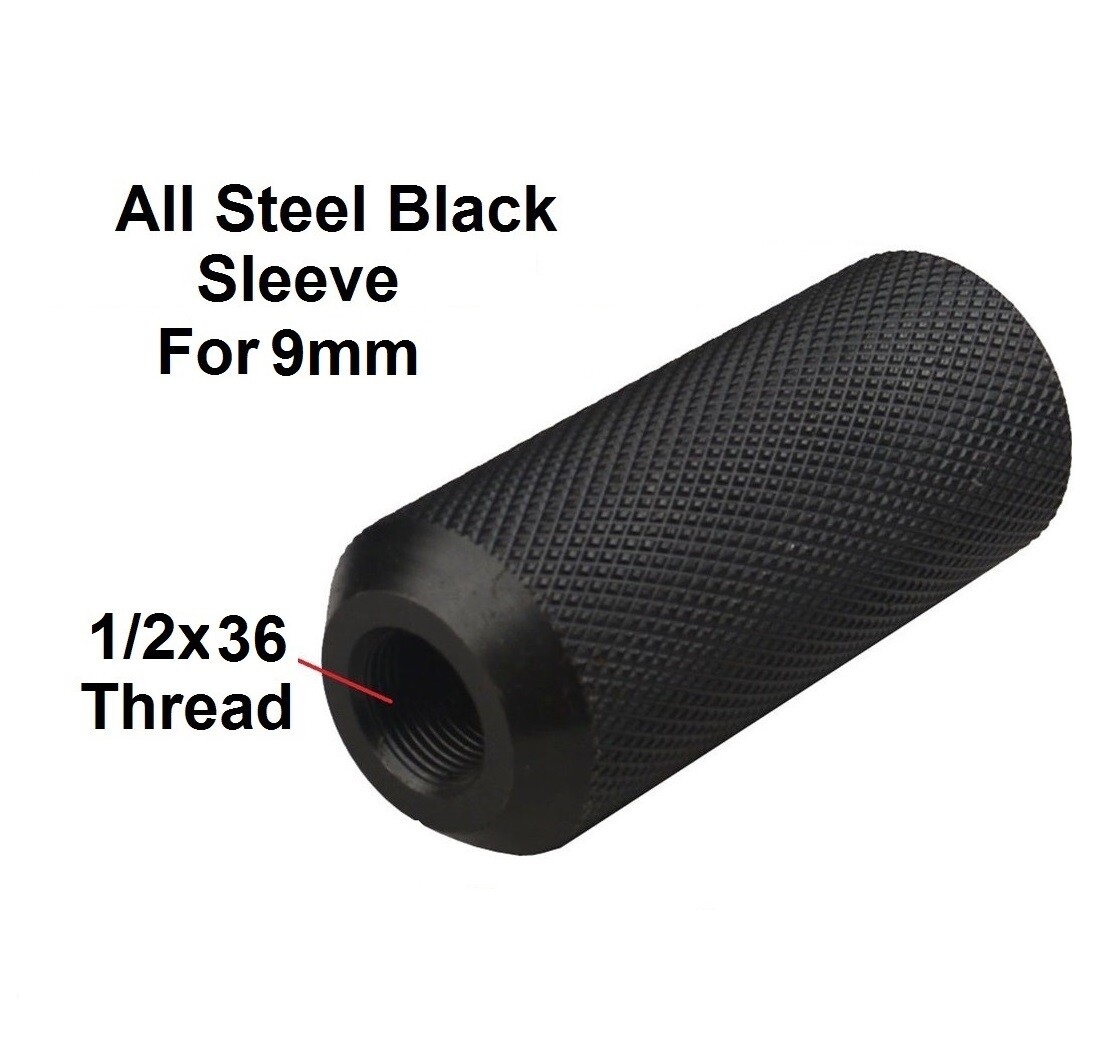 New All Steel Muzzle Brake Tube 1/2x28 1/2x36 5/8x24 5/8x32 TPI Threaded, Black