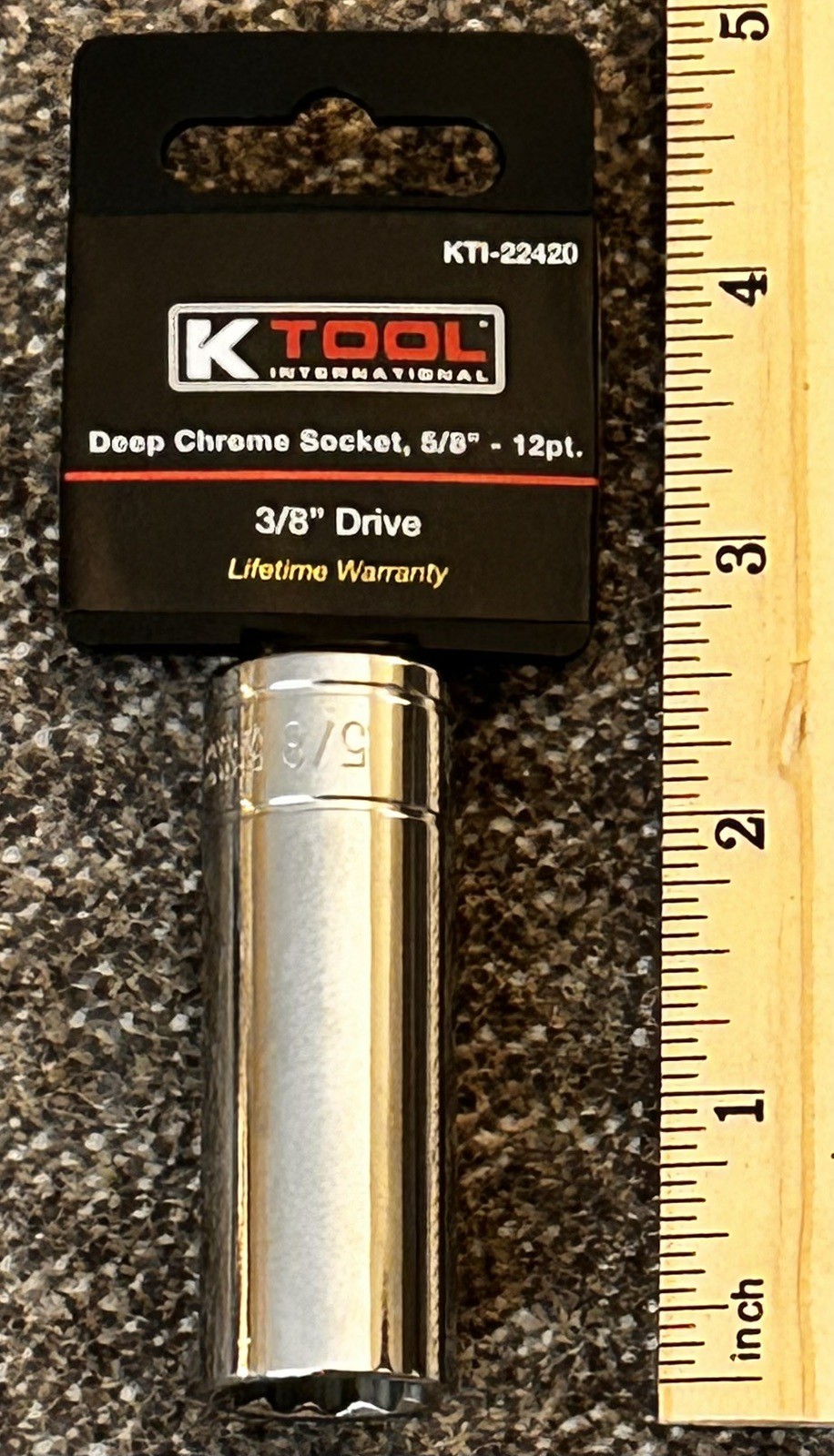 K Tool 22420 Chrome Socket, 3/8" Drive, 5/8", 12 Point, Deep Free Shipping!
