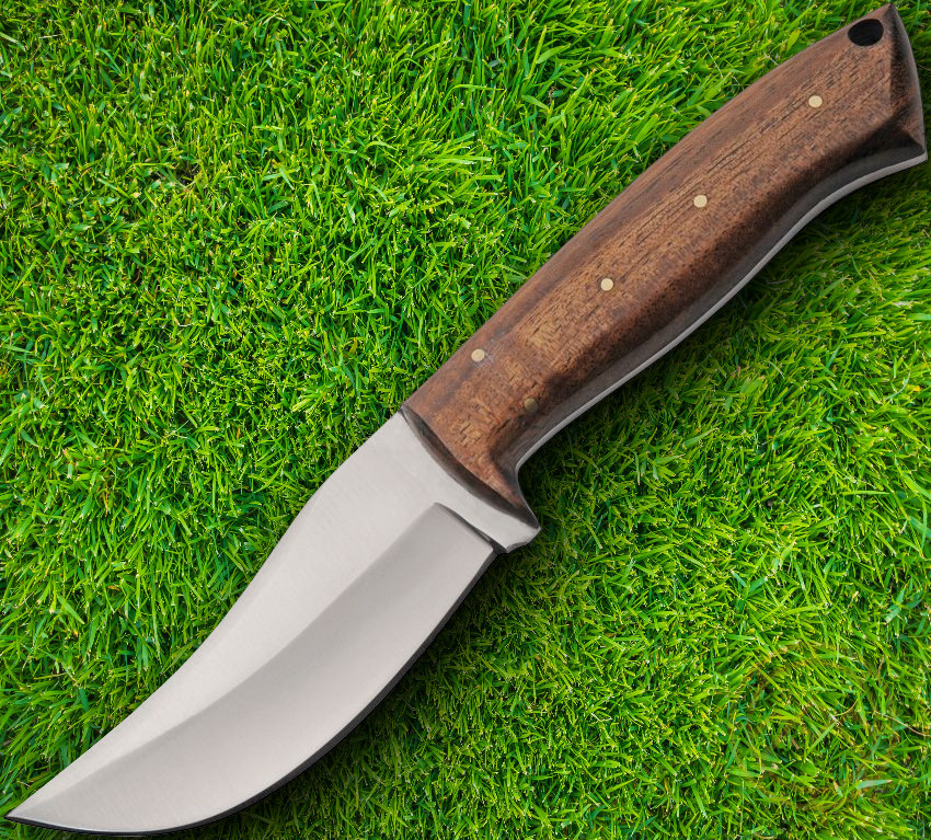 Fixed Knife 4" Satin Finish Full Tang Stainless Steel Blade Brown Wood Handle
