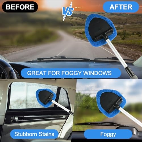 6 Pcs Windshield Cleaning Tool, Car Window Cleaner Kit triangle Blue - Triangle