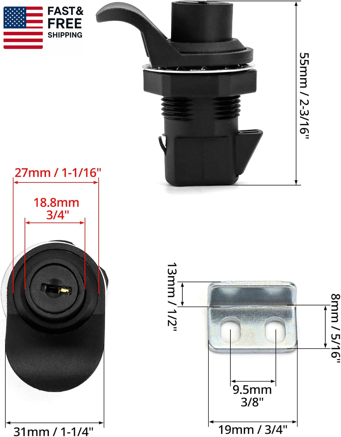 Push Button Latch, 2 Pack Plastic Push-To-Close Latches for Boat/Motorcycle Glov