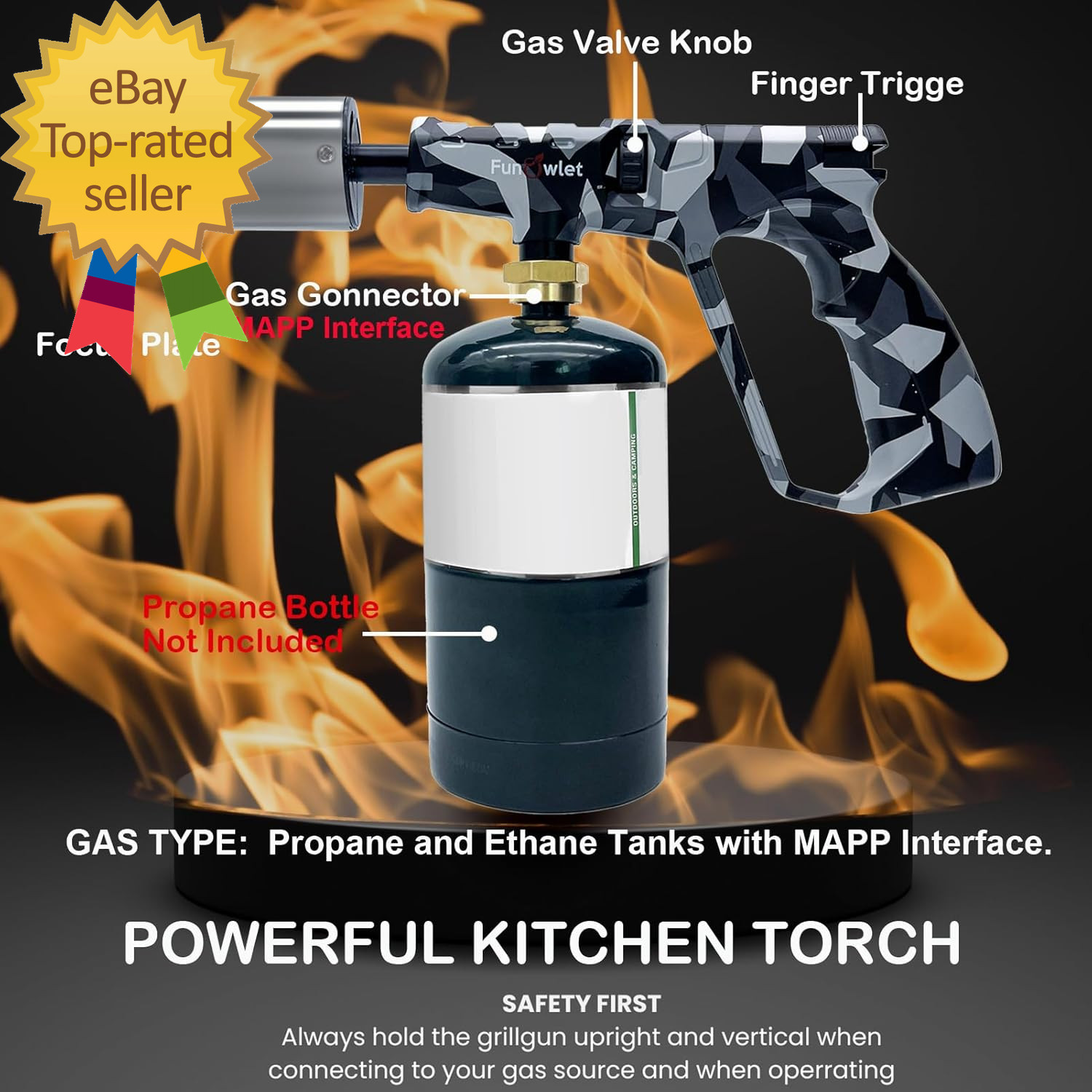 Powerful Cooking Propane Torch Lighter Culinary Kitchen Torch Sous Vide Charcoal