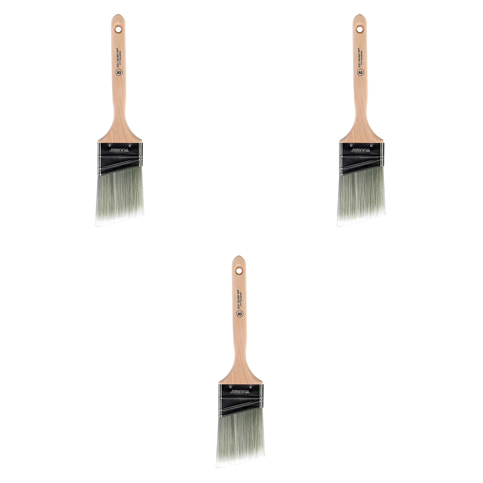Wooster Brush 5221-2 1/2 Silver Tip Angle Sash Paintbrush 2-1/2 Inch 3 Pack
